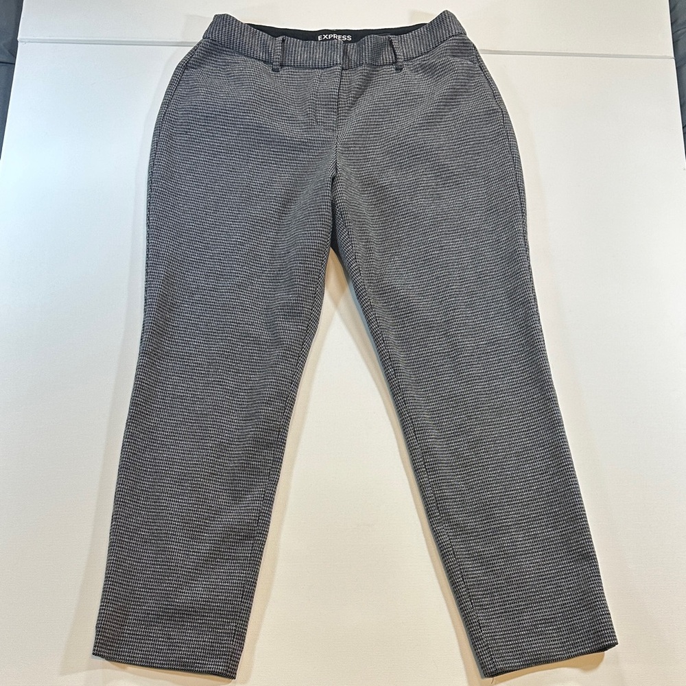 Express Publicist Gray Micro Houndstooth Check Ankle Pants Women’s Size 8